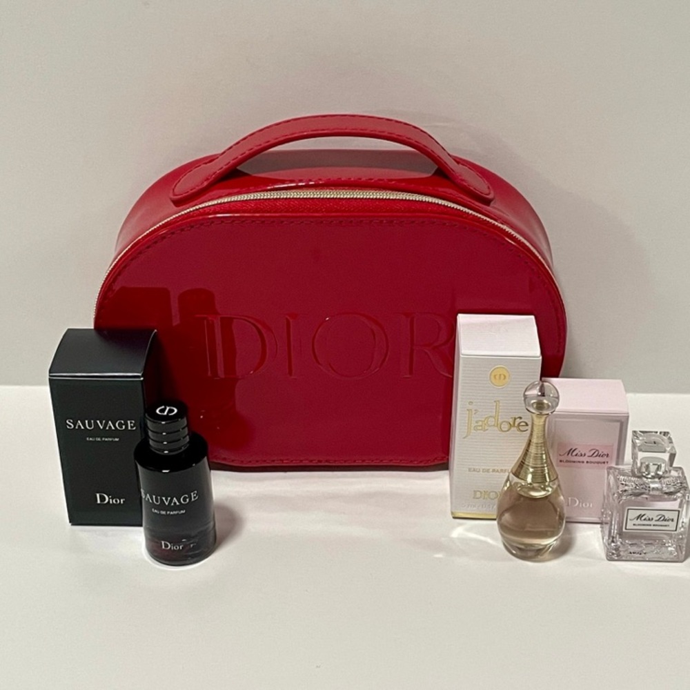 Dior Beauty Red Vanity Case with Trio of Mini Cosmetics